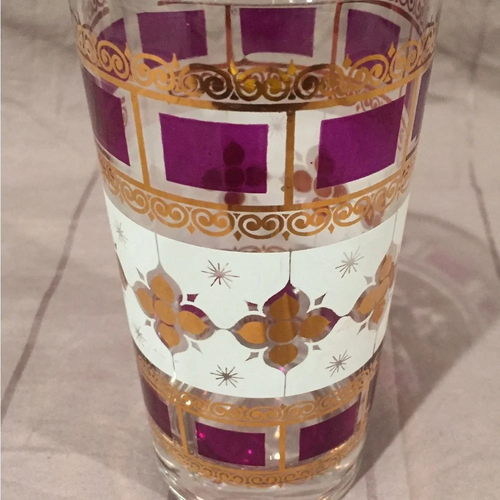 Purple and Gold Highball glasses. 1950’s anchor hocking. Excellent condition. - Picture 1 of 7